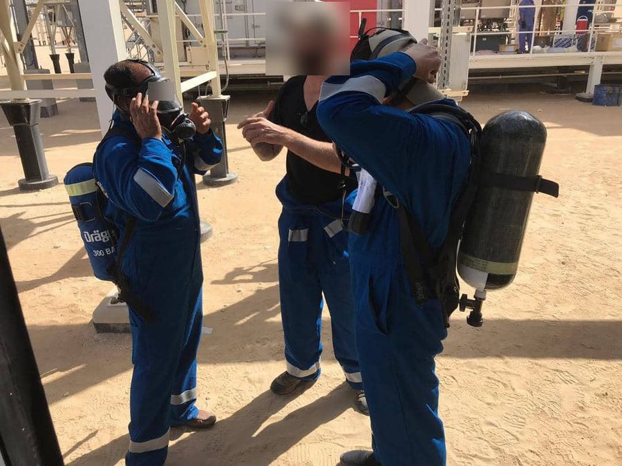 Safety training with breathing apparatus