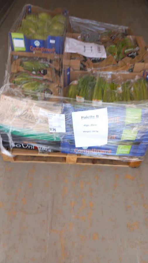 Fresh produce packed on a pallet