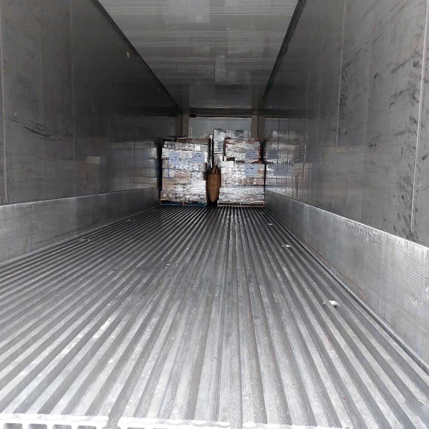 Pallets loaded in a clean refrigerated trailer